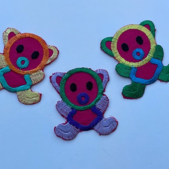 Lot of 3 Patches Multi Color Iron One Patches for craft Clothes Kids Embroidery - Picture 2 of 8